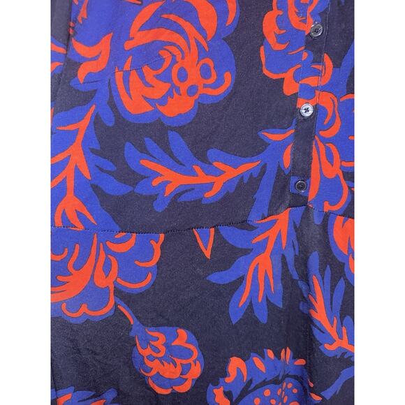 Boden Laura Jersey Midi Shirt Dress Size 16L Navy Red Floral Pattern with Belt - Picture 3 of 9